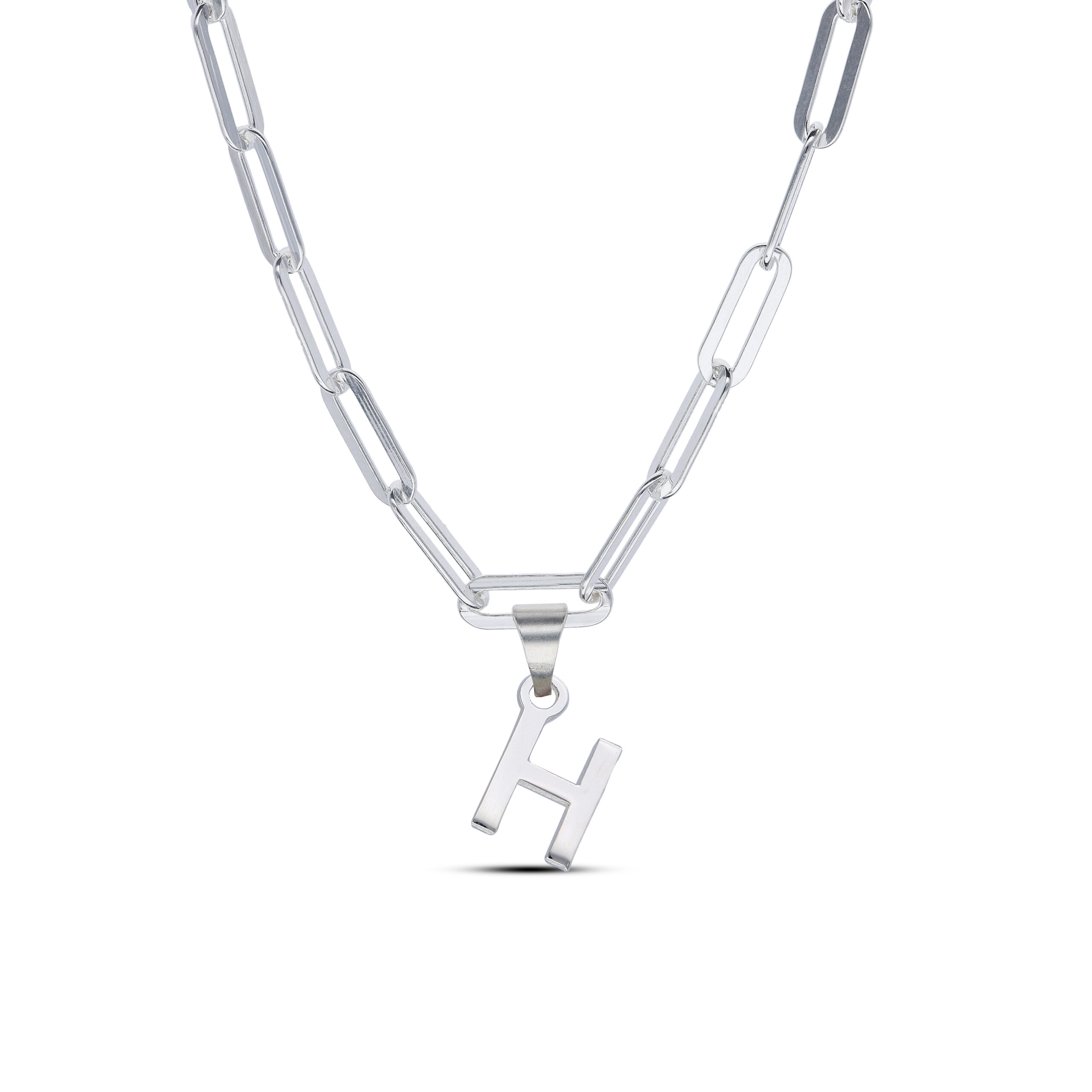 Personalised Sterling Silver Paper Clip Initial Necklace - Image 8