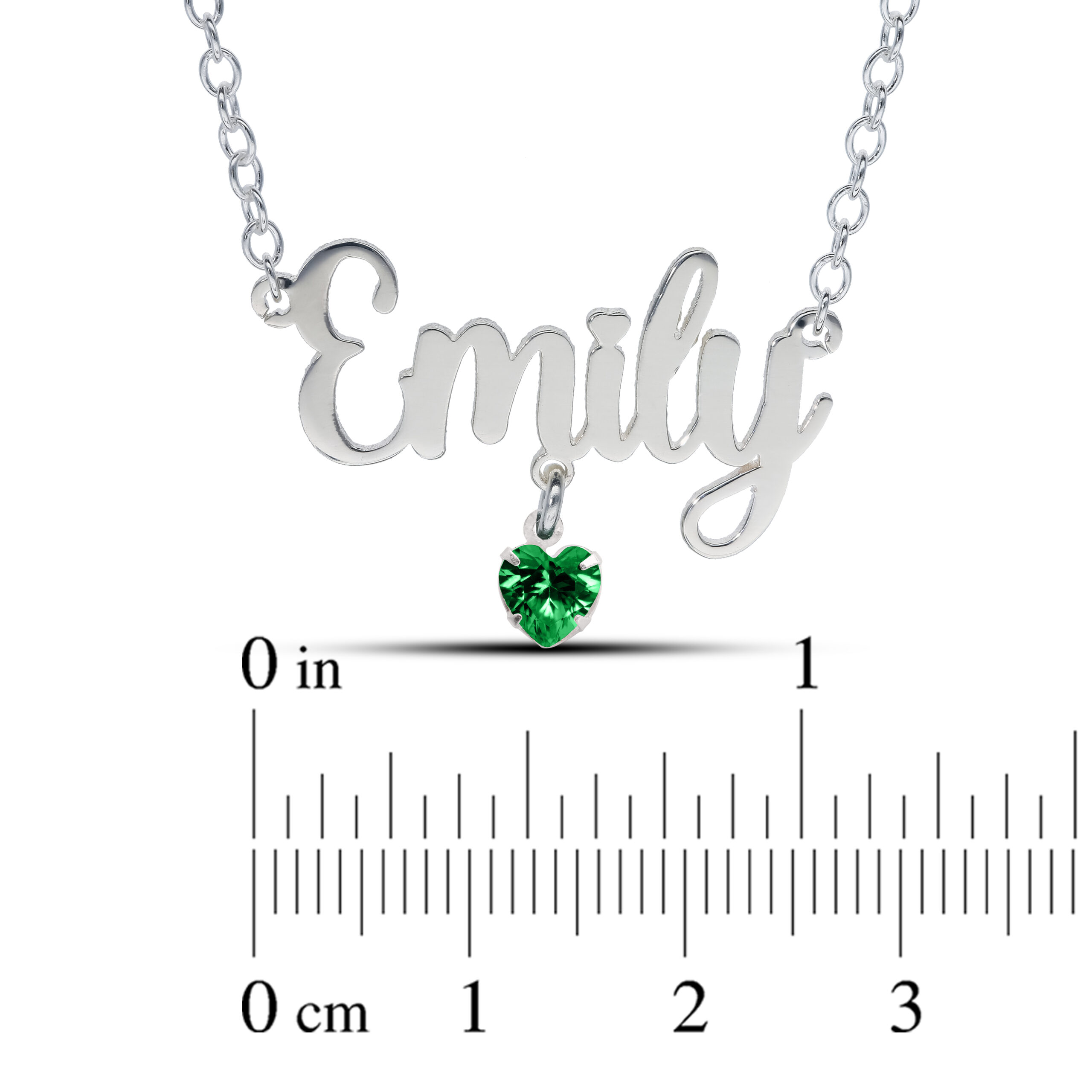 Sterling Silver Name Necklace with Birthstone Heart Charm - Image 3