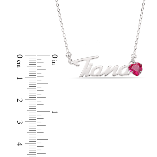Personalised Sterling Silver Charm Heart Birthstone Name Necklace