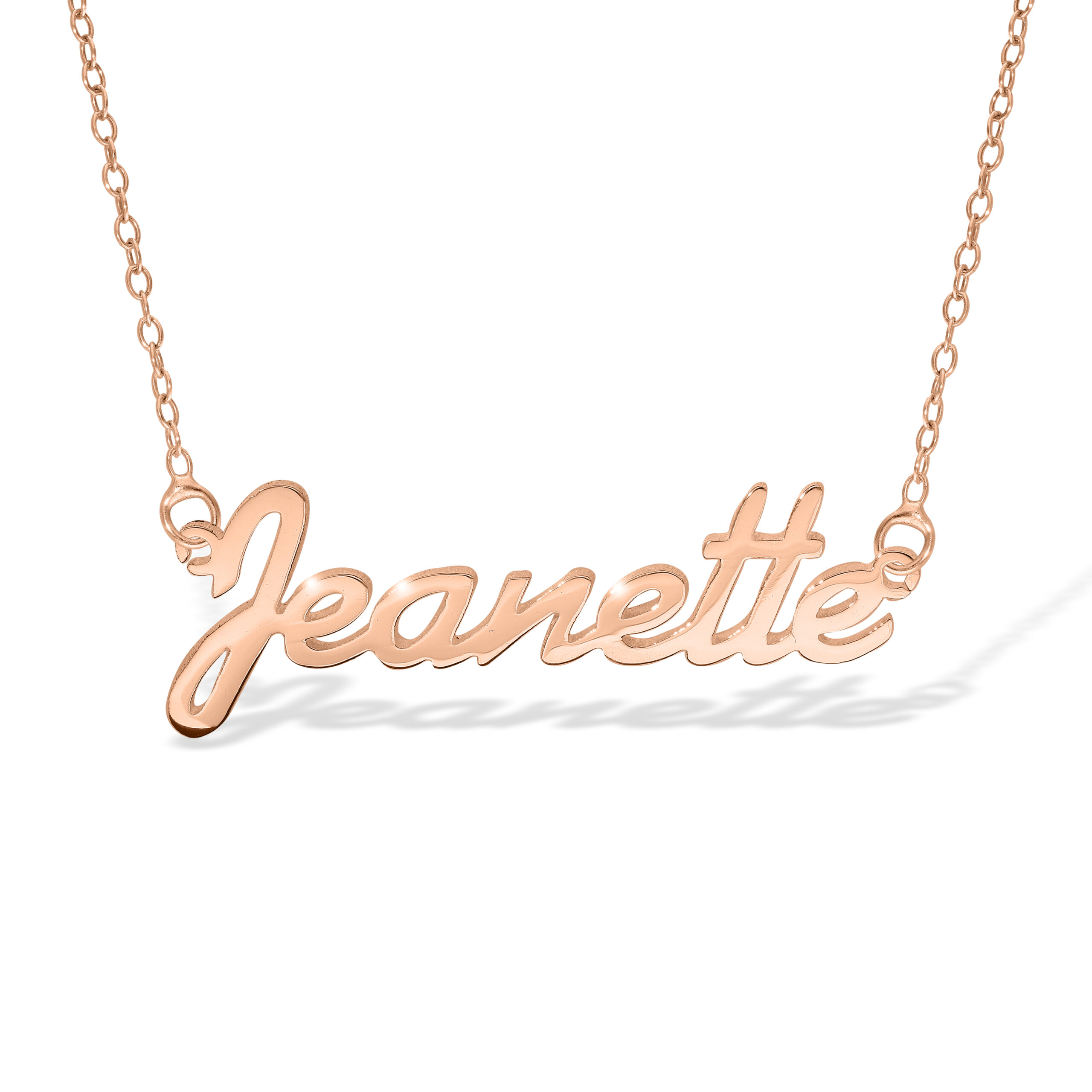 Rose Gold Plated Sterling Silver Name Necklace on a Trace Chain