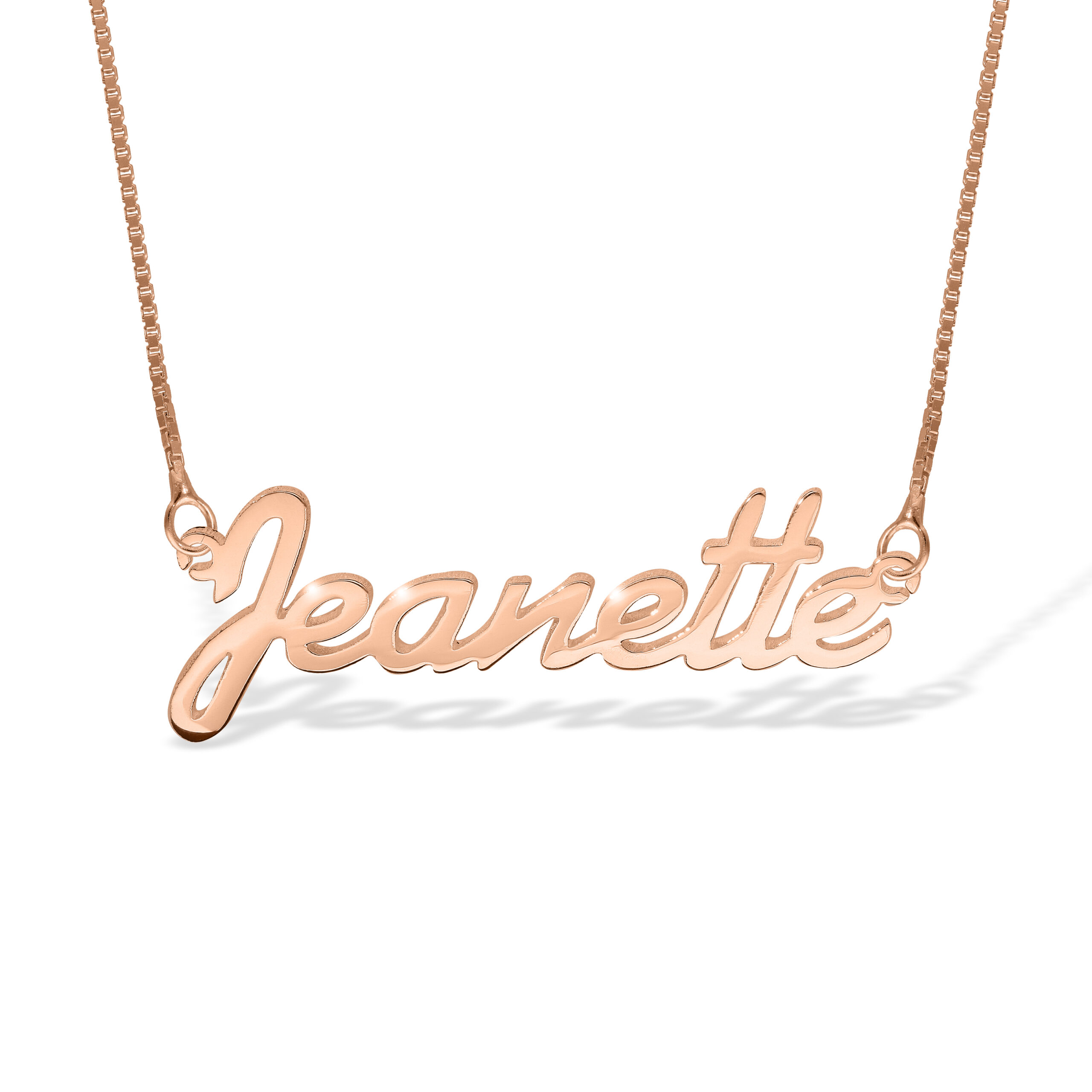 Rose Gold Plated Sterling Name Necklace on a Box Chain